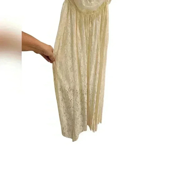 Abercrombie & Fitch Cream Floral Lace Halter Dress Flowy Feminine Fairy - Picture 7 of 11